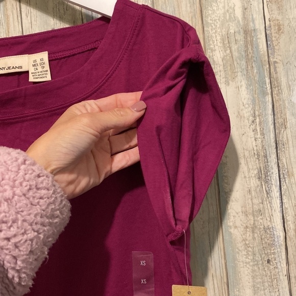 DKNY jeans pink tie-dye drawstring clenched waist Short Sleeve Shirt | XS - Picture 7 of 11